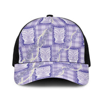Aloha Hawaii Tiki Palaka Motifs Baseball Net Cap Honohono Lei Purple Elegant Vibes