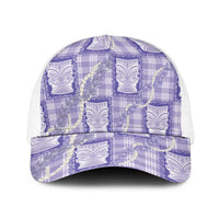 Aloha Hawaii Tiki Palaka Motifs Baseball Net Cap Honohono Lei Purple Elegant Vibes