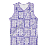 Aloha Hawaii Tiki Palaka Motifs Basketball Jersey Honohono Lei Purple Elegant Vibes LT14 Unisex Purple - Polynesian Pride
