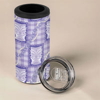 Aloha Hawaii Tiki Palaka Motifs 4 in 1 Can Cooler Tumbler Honohono Lei Purple Elegant Vibes LT14 - Polynesian Pride