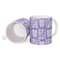 Aloha Hawaii Tiki Palaka Motifs Ceramic Mug Honohono Lei Purple Elegant Vibes