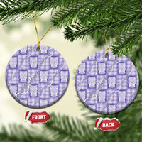 Aloha Hawaii Tiki Palaka Motifs Ceramic Ornament Honohono Lei Purple Elegant Vibes