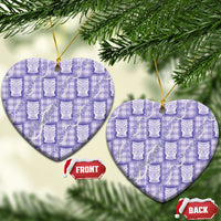 Aloha Hawaii Tiki Palaka Motifs Ceramic Ornament Honohono Lei Purple Elegant Vibes