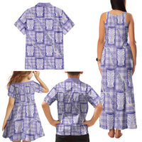 Aloha Hawaii Tiki Palaka Motifs Family Matching Tank Maxi Dress and Hawaiian Shirt Honohono Lei Purple Elegant Vibes LT14 - Polynesian Pride