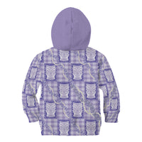 Aloha Hawaii Tiki Palaka Motifs Kid Hoodie Honohono Lei Purple Elegant Vibes LT14 - Polynesian Pride