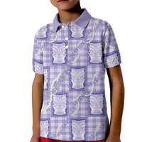 Aloha Hawaii Tiki Palaka Motifs Kid Polo Shirt Honohono Lei Purple Elegant Vibes LT14 Kid Purple - Polynesian Pride