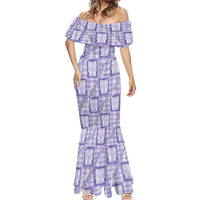Aloha Hawaii Tiki Palaka Motifs Mermaid Dress Honohono Lei Purple Elegant Vibes LT14 - Polynesian Pride