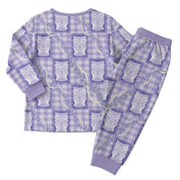 Aloha Hawaii Tiki Palaka Motifs Christmas Pajama Set Honohono Lei Purple Elegant Vibes
