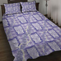 Aloha Hawaii Tiki Palaka Motifs Quilt Bed Set Honohono Lei Purple Elegant Vibes LT14 Purple - Polynesian Pride