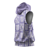 Aloha Hawaii Tiki Palaka Motifs Sleeveless Hoodie Honohono Lei Purple Elegant Vibes LT14 - Polynesian Pride