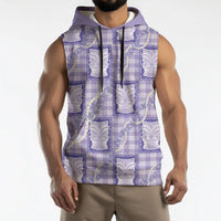 Aloha Hawaii Tiki Palaka Motifs Sleeveless Hoodie Honohono Lei Purple Elegant Vibes LT14 - Polynesian Pride