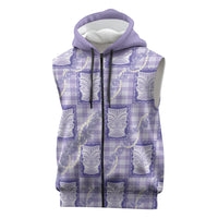 Aloha Hawaii Tiki Palaka Motifs Sleeveless Zip Hoodie Honohono Lei Purple Elegant Vibes LT14 Purple - Polynesian Pride