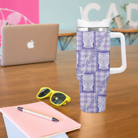 Aloha Hawaii Tiki Palaka Motifs Tumbler With Handle Honohono Lei Purple Elegant Vibes