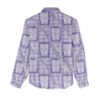 Aloha Hawaii Tiki Palaka Motifs Women Casual Shirt Honohono Lei Purple Elegant Vibes LT14 - Polynesian Pride