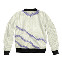 Hawaii Honohono Palaka Motifs Bomber Jacket Hawaiian Orchid Lei