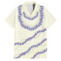 Hawaii Honohono Palaka Motifs Family Matching Puletasi and Hawaiian Shirt Hawaiian Orchid Lei LT14 Dad's Shirt - Short Sleeve Cream - Polynesian Pride