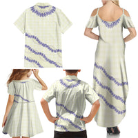 Hawaii Honohono Palaka Motifs Family Matching Summer Maxi Dress and Hawaiian Shirt Hawaiian Orchid Lei LT14 - Polynesian Pride