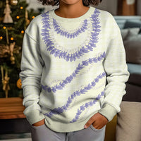 Hawaii Honohono Palaka Motifs Kid Ugly Christmas Sweater Hawaiian Orchid Lei