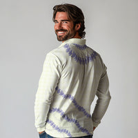 Hawaii Honohono Palaka Motifs Long Sleeve Polo Shirt Hawaiian Orchid Lei