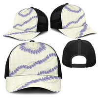 Hawaii Honohono Palaka Motifs Mesh Trucker Cap Hawaiian Orchid Lei