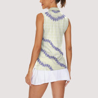 Hawaii Honohono Palaka Motifs Women Sleeveless Polo Shirt Hawaiian Orchid Lei LT14 - Polynesian Pride