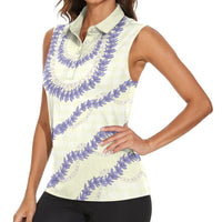 Hawaii Honohono Palaka Motifs Women Sleeveless Polo Shirt Hawaiian Orchid Lei LT14 - Polynesian Pride