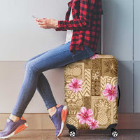 Beige Hawaii Hibiscus With Tropical Flowers Motifs Luggage Cover LT14 - Polynesian Pride