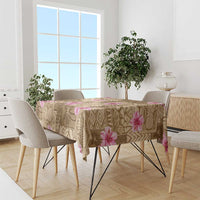Beige Hawaii Hibiscus With Tropical Flowers Motifs Tablecloth - Polynesian Pride