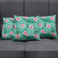 Cyan Hawaii Hibiscus With Tropical Flowers Motifs Pillow Cover LT14 - Polynesian Pride