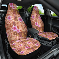 Orange Hawaii Hibiscus With Tropical Flowers Motifs Car Seat Cover LT14 One Size Orange - Polynesian Pride