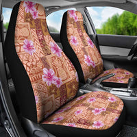Orange Hawaii Hibiscus With Tropical Flowers Motifs Car Seat Cover LT14 - Polynesian Pride
