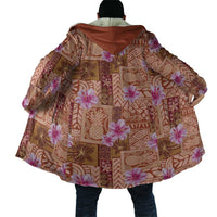 Orange Hawaii Hibiscus With Tropical Flowers Motifs Cloak LT14 - Polynesian Pride