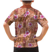 Orange Hawaii Hibiscus With Tropical Flowers Motifs Family Matching Mermaid Dress and Hawaiian Shirt LT14 - Polynesian Pride