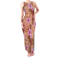 Orange Hawaii Hibiscus With Tropical Flowers Motifs Family Matching Tank Maxi Dress and Hawaiian Shirt LT14 Mom's Dress Orange - Polynesian Pride