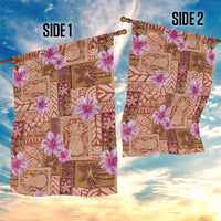 Orange Hawaii Hibiscus With Tropical Flowers Motifs Garden Flag - Polynesian Pride