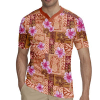 Orange Hawaii Hibiscus With Tropical Flowers Motifs Rugby Jersey LT14 - Polynesian Pride