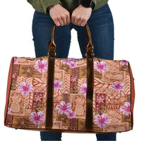 Orange Hawaii Hibiscus With Tropical Flowers Motifs Travel Bag - Polynesian Pride