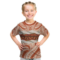 Aloha Hawaii Mikioi Lei Kid T Shirt Beige Tropical Flower Pattern - Polynesian Pride