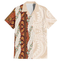 Aloha Hawaii Mikioi Lei Family Matching Off Shoulder Maxi Dress and Hawaiian Shirt Cattail Red Tropical Flower Pattern - Polynesian Pride
