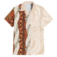 Aloha Hawaii Mikioi Lei Family Matching Short Sleeve Bodycon Dress and Hawaiian Shirt Cattail Red Tropical Flower Pattern LT14 Dad's Shirt - Short Sleeve Cattail Red - Polynesian Pride