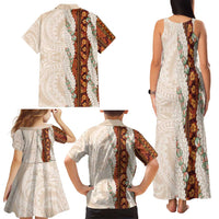 Aloha Hawaii Mikioi Lei Family Matching Tank Maxi Dress and Hawaiian Shirt Cattail Red Tropical Flower Pattern LT14 - Polynesian Pride