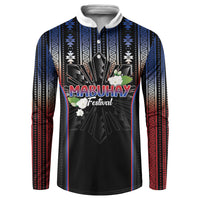 Mabuhay Philippines Festival Button Sweatshirt Filipino Map Sampaguita Igorot Pattern LT14 Black - Polynesian Pride