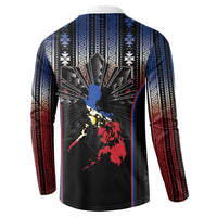 Mabuhay Philippines Festival Button Sweatshirt Filipino Map Sampaguita Igorot Pattern LT14 - Polynesian Pride