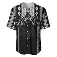 Mabuhay Philippines Festival Baseball Jersey Filipino Map Black White Igorot Pattern LT14 Black - Polynesian Pride