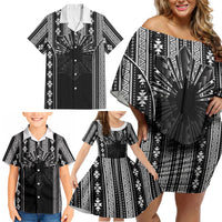 Mabuhay Philippines Festival Family Matching Off Shoulder Short Dress and Hawaiian Shirt Filipino Map Black White Igorot Pattern LT14 - Polynesian Pride