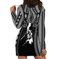 Mabuhay Philippines Festival Hoodie Dress Filipino Map Black White Igorot Pattern LT14 - Polynesian Pride