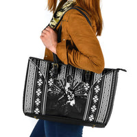 Mabuhay Philippines Festival Leather Tote Bag Filipino Map Black White Igorot Pattern LT14 Black - Polynesian Pride