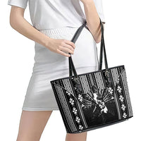 Mabuhay Philippines Festival Leather Tote Bag Filipino Map Black White Igorot Pattern LT14 - Polynesian Pride