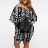 Mabuhay Philippines Festival Off Shoulder Short Dress Filipino Map Black White Igorot Pattern LT14 Women Black - Polynesian Pride