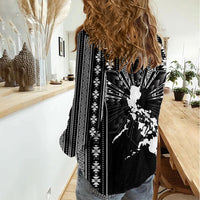 Mabuhay Philippines Festival Women Casual Shirt Filipino Map Black White Igorot Pattern LT14 - Polynesian Pride